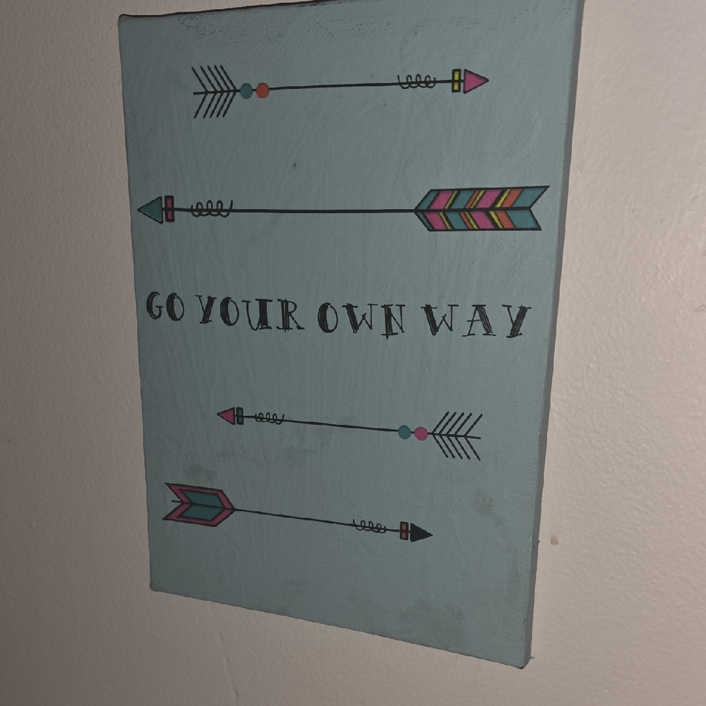Inspirational Arrow Wall Art in Blue and Pink